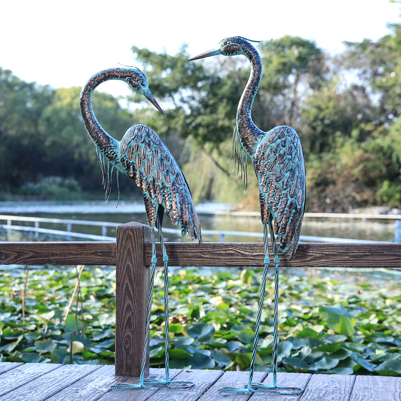 Bloomsbury Market Garden Heron Statue Set Of 2 & Reviews